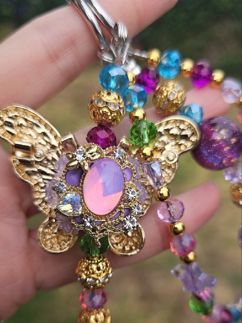 Handcrafted Purple Butterfly Beaded Charm - Picture 6 of 7
